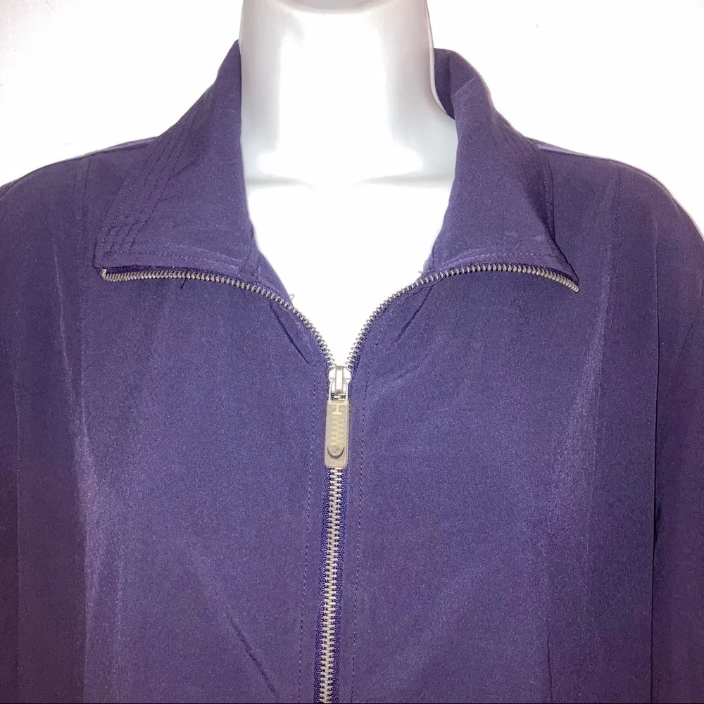 Zenergy Chico’s Navy Lightweight Poly Blend Zip Front Jacket 1 8 M